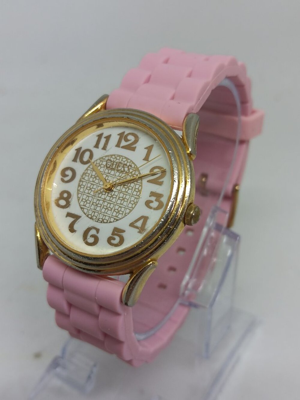 VINTAGE 1990 Guess Women's 33mm Gold Tone Watch NEW BATTERY